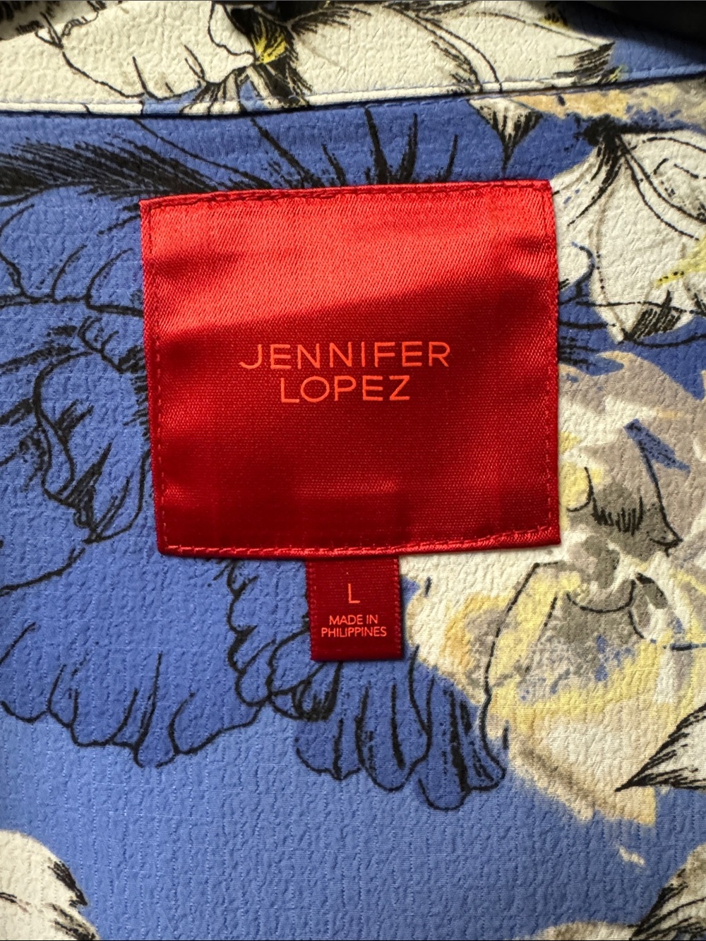 Jennifer Lopez Blue Floral Open-Front Cape Kimono with Pockets - Size L - Picture 2 of 12